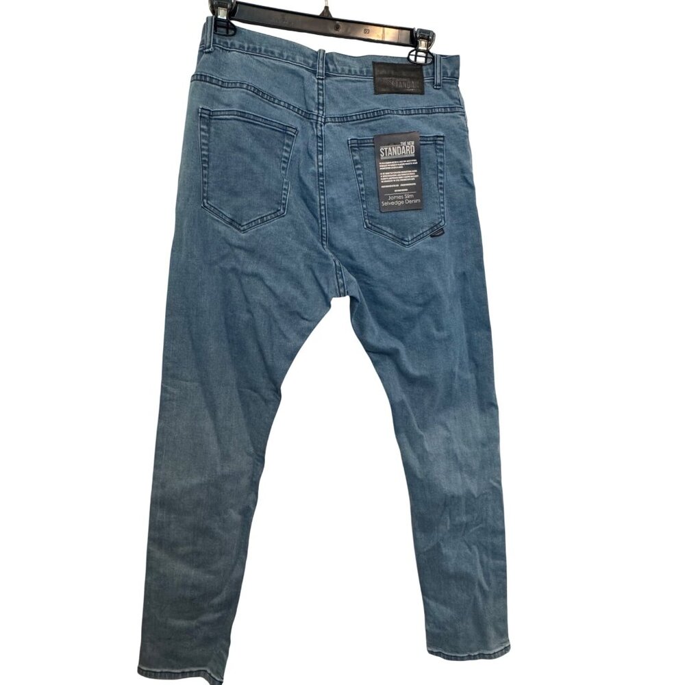 The New Standard Slim Selvedge Denim Jeans Size 32 Button-Fly Distressed Light W